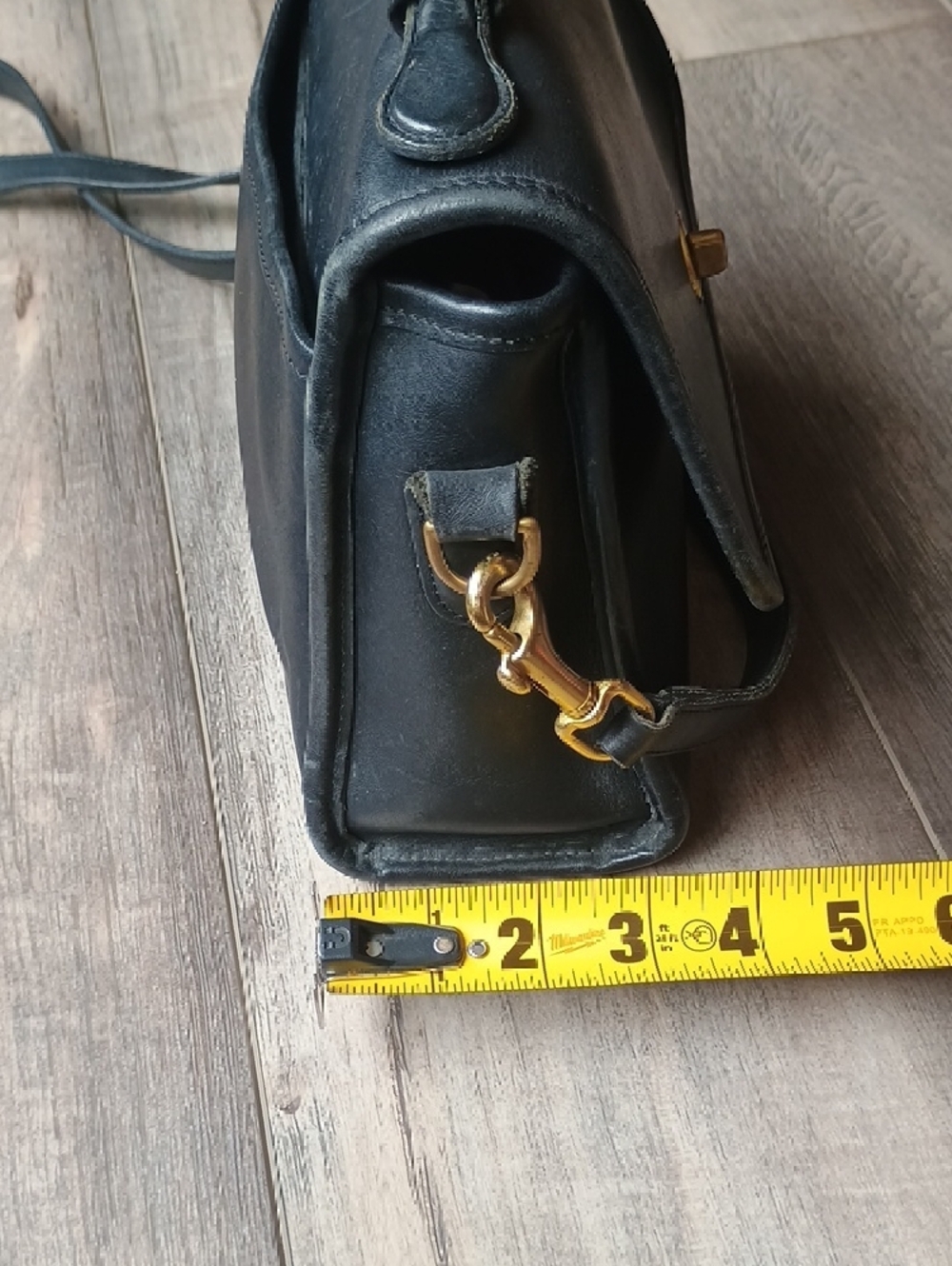Vintage Coach Court Bag #9870 Black Leather Top-Handle Cross Body Bag Purse - Picture 7 of 16